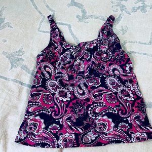 Lands' End - Tankini Swim Top - Underwire & Tummy Control - 20W - Pink and Navy